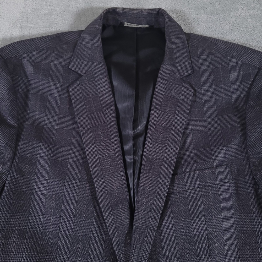 Banana Republic Blazer Mens 44L Gray Black Plaid Tailored Fit Sport Coat Jacket